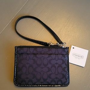 Nwt Coach Black Grey Signature Skinny ID credit card, change, cash wristlet